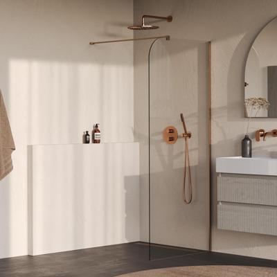 BRAUER Orion inloopdouche helder glas 90x200 incl. glascoating Geborsteld Koper PVD