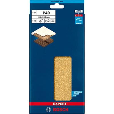 Bosch Accessories EXPERT C470 2608900860 Oscillerend schuurpapier Geperforeerd Korrelgrootte (num) 40 (l x b) 230 mm x 115 mm 10 stuk(s)