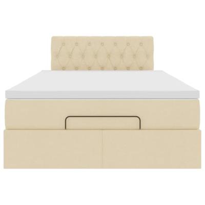 Ottoman bed met matras 120x200cm stof crèmekleurig