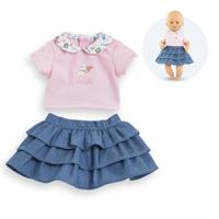 Corolle rok met ruches en t-shirt voor babypop, 30cm. - thumbnail