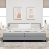 Boxspringbed met matras en LED stof lichtgrijs 200x200 cm - thumbnail
