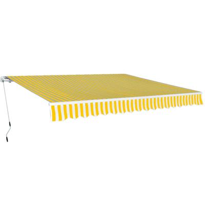 VidaXL Luifel handmatig uittrekbaar 400 cm geel/wit VidaXL Luifel handmatig uittrekbaar 400 cm geel/wit