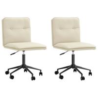 Eetkamerstoelen 2 st kunstleer crèmekleurig - thumbnail