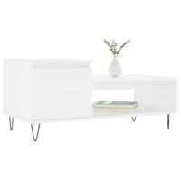 Salontafel 100x50x45 cm bewerkt hout wit - thumbnail