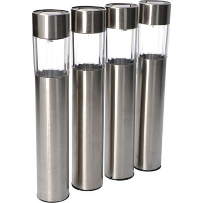 RVS Solar LED Tuinlampen met sensor - Draadloos - IP44 - Parma - 4-Pack - 36 cm RVS Solar LED Tuinlampen met sensor - Draadloos - IP44 - Parma - 4-Pack - 36 cm