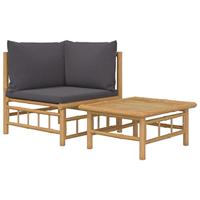 2-delige Loungeset met kussens bamboe donkergrijs - thumbnail