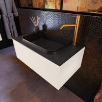 Badkamermeubelset Mondiaz Erin 80 cm met 1 Lade met RIDGE Wastafel Midden Urban met 1 kraangat Greeploos Mat Linen - thumbnail