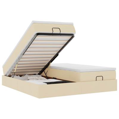 Ottoman bed met matrassen 180x200cm stof crèmekleurig