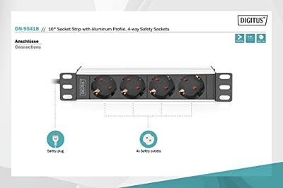 Digitus DN-95418 energiedistributie 4 AC-uitgang(en) 1U Zwart Digitus DN-95418 energiedistributie 4 AC-uitgang(en) 1U Zwart
