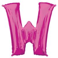 Folieballon Roze Letter &apos;W&apos; 83 cm - thumbnail