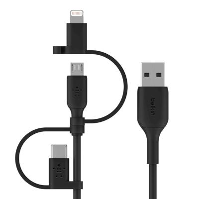 Belkin universele kabel (3-in-1 USB-C-, Lightning- en Micro-USB-laadkabel) Laad smartphones, tablets, powerbanks en meer op (1 m)