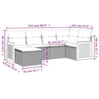 6-delige Loungeset met kussens poly rattan zwart - thumbnail
