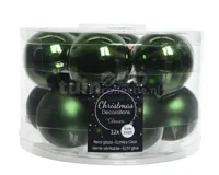 12 Kerstballen glas glans-mat diameter 5cm Dennen groen KSD - Ksd - thumbnail