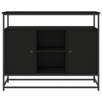Dressoir 100x35x80 cm bewerkt hout zwart - thumbnail