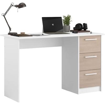 Office Essential Parisot 3 Lades - Chene and White Decor - L 121.2 x D 55 x H 74,5 cm - gemaakt in Frankrijk Office Essential Parisot 3 Lades - Chene and White Decor - L 121.2 x D 55 x H 74,5 cm - gemaakt in Frankrijk