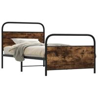 Bedframe zonder matras bewerkt hout gerookt eiken 100x200 cm - thumbnail