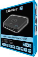 Sandberg 420-57 powerbank 24000 mAh Draadloos opladen Zwart - thumbnail