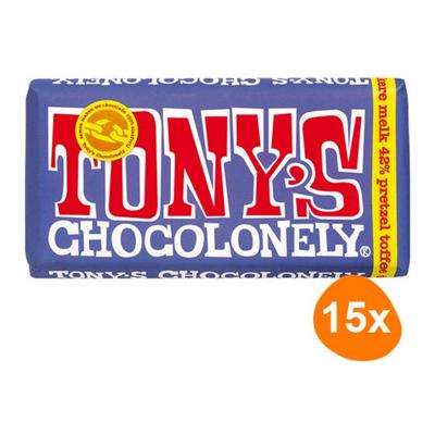Tony's Chocolonely - Donkere Melk Pretzel Toffee - 15x 180g