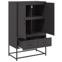 Hoge kast 68x39x111,5 cm staal zwart - thumbnail