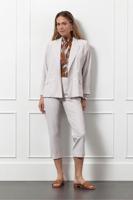 Anne capri linen look trousers - ecru/latte - 13015 - thumbnail