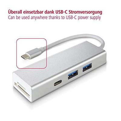 Hama USB 3.1 Type-C Hub, 3-voudig, met kaartlezer (2x USB-A, 1x USB-C, SD/SDHC/SDXC/microSDHC/microSDXC, voor PC/Mac/Laptop/Tablet, OTG-compatibel) externe USB-verdeler, kaartlezer