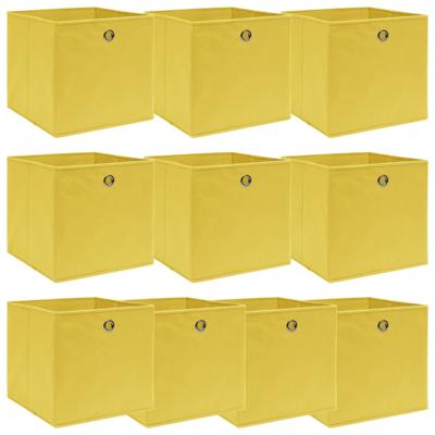 vidaXL Opbergboxen 10 st 32x32x32 cm stof geel