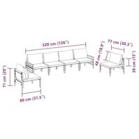 Tuinbankenset met kussen 6 pcs Zwart Staal - thumbnail