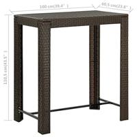 Tuinbartafel 100x60,5x110,5 cm poly rattan bruin - thumbnail
