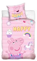 Peppa Pig Dekbedovertrek Happy 140 x 200 cm roze - thumbnail