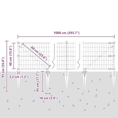 VidaXL Hek met paal zilver 0,4 x 10 m staal VidaXL Hek met paal zilver 0,4 x 10 m staal