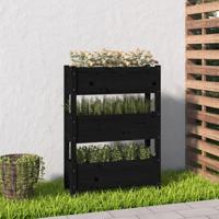 Plantenbak 77x25x104,5 cm massief grenenhout zwart - thumbnail