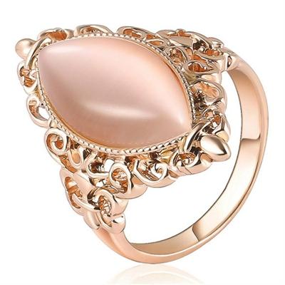 Vrouwen Vintage etnische stijl waterdrops Opal ovale ring ring grootte: 8 (Rose goud)