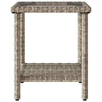 Tuinbank met tafel en kussens L-vormig poly rattan lichtgrijs Tuinbank met tafel en kussens L-vormig poly rattan lichtgrijs