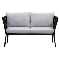 Le Sud loungebank Viviers 2-zits - mat zwart - 69x142x75 cm - thumbnail