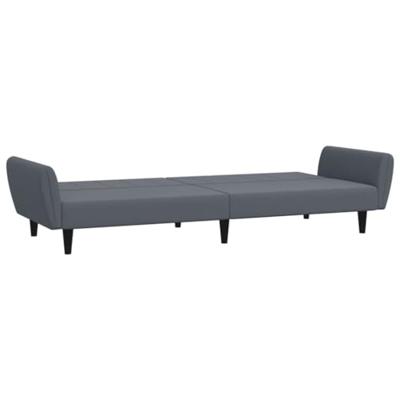 Slaapbank 2-zits met voetenbank fluweel donkergrijs