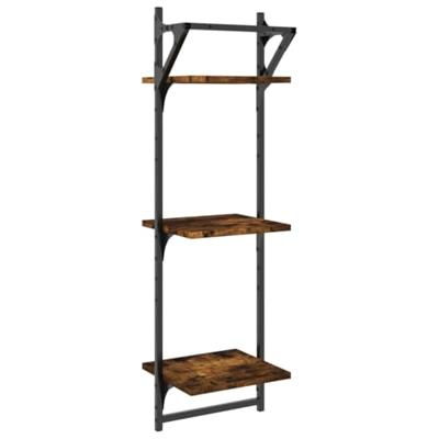 Wandschappen 3-laags stangen 2 st 30x25x100 cm gerookt eiken