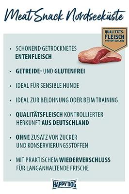 Happy Dog 60699 Meat Snack Noordzeekust - traktatie voor gevoelige honden van gedroogd eendenvlees - 75 g inhoud