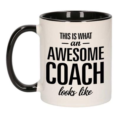 Awesome coach / Geweldige coach mok / beker zwart wit 300 ml - Cadeau mokken - Awesome coach / Geweldige coach mok / beker zwart wit 300 ml - Cadeau mokken -