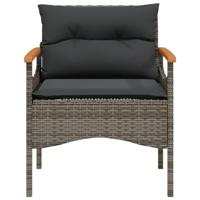 3-delige Loungeset met kussens poly rattan grijs - thumbnail