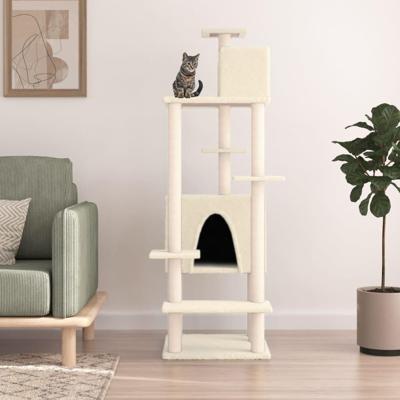 VidaXL Kattenmeubel met sisal krabpalen 154 cm crèmekleurig