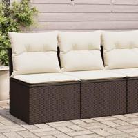 2-delige Loungeset met kussens poly rattan acacia bruin - thumbnail