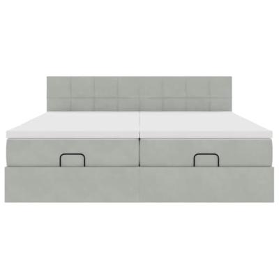 Ottoman bed met matrassen 180x200cm fluweel lichtgrijs
