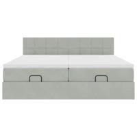 Ottoman bed met matrassen en LED's 160x200cm fluweel lichtgrijs - thumbnail