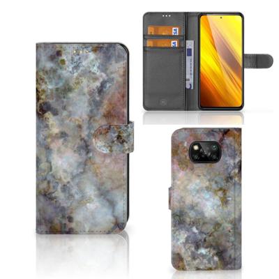 Xiaomi Poco X3 | Poco X3 Pro | Bookcase | Marmer Grijs