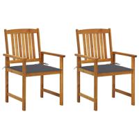 Tuinstoelen 2 st met kussens massief acaciahout - thumbnail