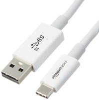 Amazon Basics USB-C to USB-A 3.1 Gen 2 Adapter Fast Charger Cable, 10Gbps High-Speed, USB-IF Certified, for Apple iPhone 15, iPad, Samsung Galaxy, Tablets, Laptops, 3 Foot, White - thumbnail