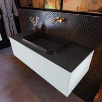 Badkamermeubelset Mondiaz Erin 100 cm met 1 Lade met RIDGE Wastafel Midden Urban Zonder Kraangaten Greeploos Mat Clay - thumbnail