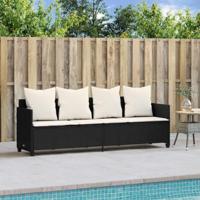 Ligbed met kussens poly rattan zwart - thumbnail