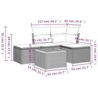 5-delige Loungeset met kussens poly rattan beige - thumbnail