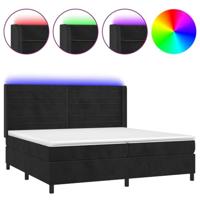 Boxspring met matras en LED fluweel zwart 200x200 cm - thumbnail